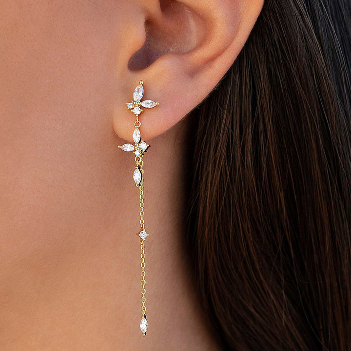 Boucles d'oreilles simples géométriques de S925 pour femmes décorations de fête zircon