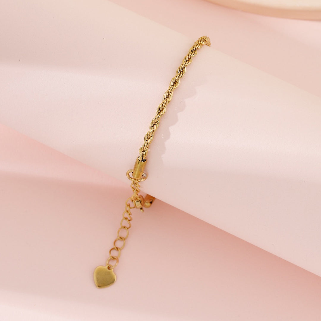 Eenvoudige hennepbloemen ketting perzik hartarmband voor vrouwen