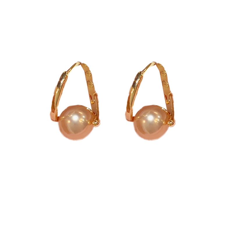 Simple Graceful And Fashionable Champagne Pearl Ear Clip