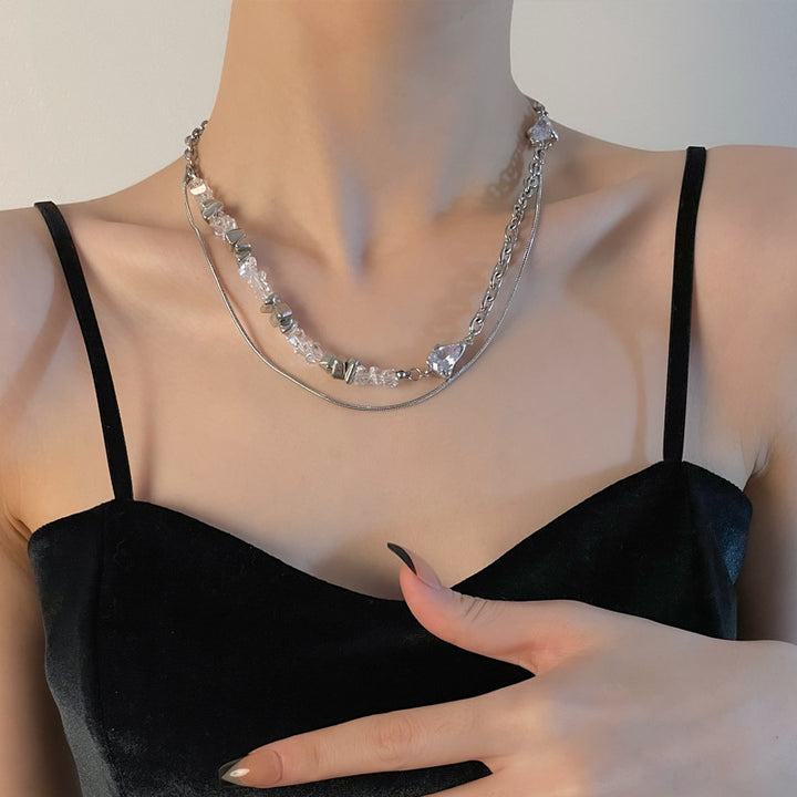 Nischendesign-Kristallnähte Doppelschicht-Halskette