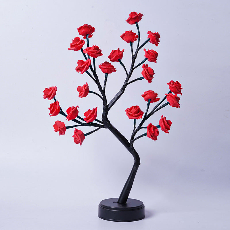 Lámpara de mesa Árbol de flores Lámparas de rosa de hadas luces nocturnas USB Regalos operados para la boda Decoración de Navidad de San Valentín