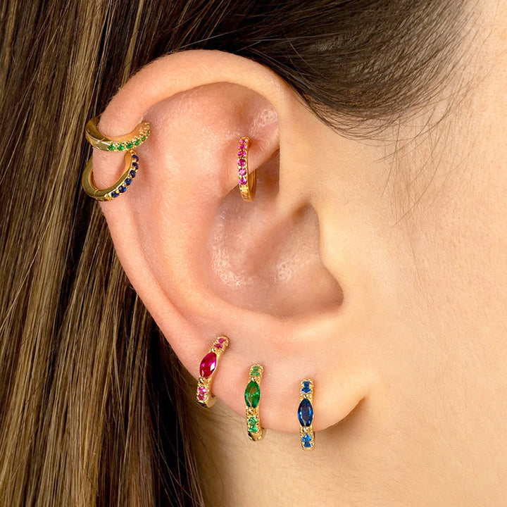 Boucles d'oreilles personnalisées en diamant de diamant zircon micro multicolore