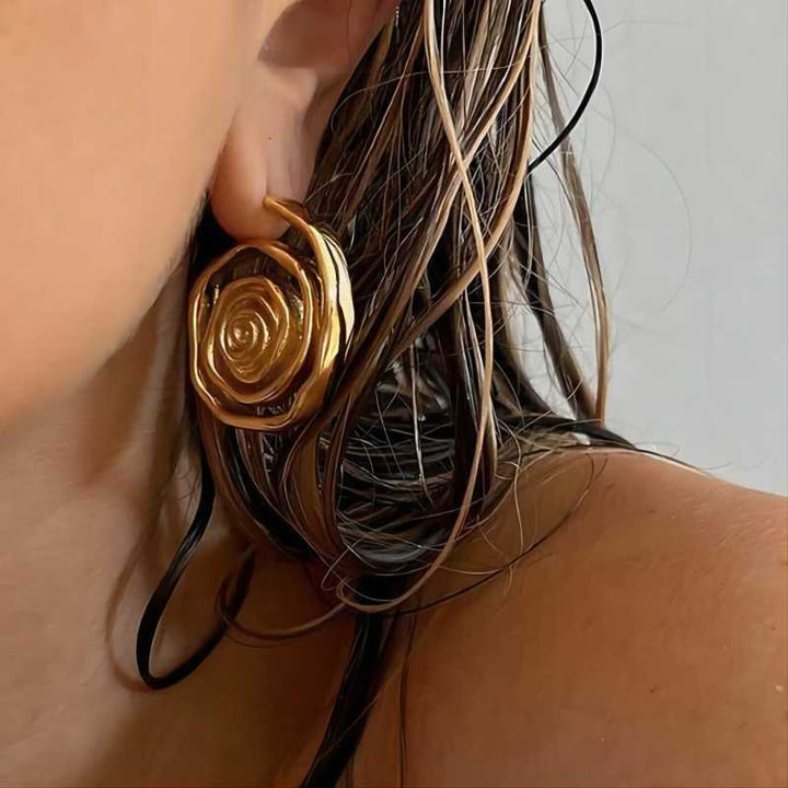Diseño exagerado Pendientes espirales de acero inoxidable para mujeres