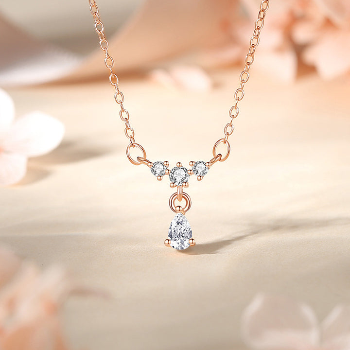 S925 Silver Drop Necklace Special Interest Light Luxury Design Sense Tassel Water Drop