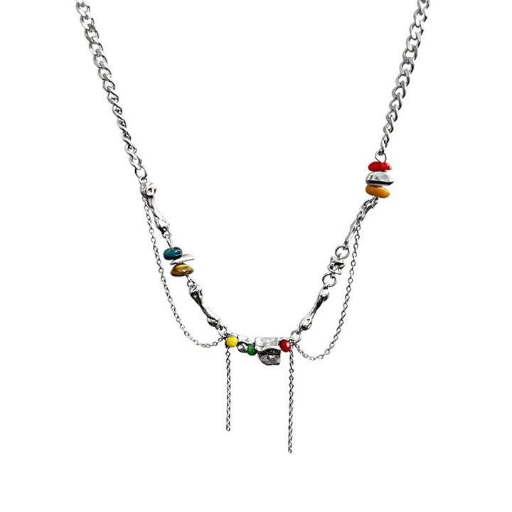 Irregular Color Gravel Tassel Necklace