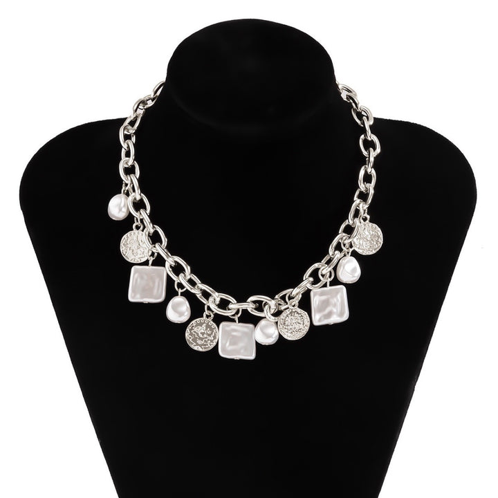 Imitation Pearl Coin Clavicle Chain Women's Retro Multi-cross Necklace