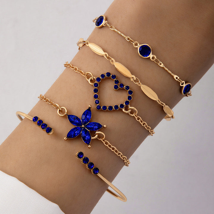 Blue Butterfly Diamond bezaaide holle vierlaags armband