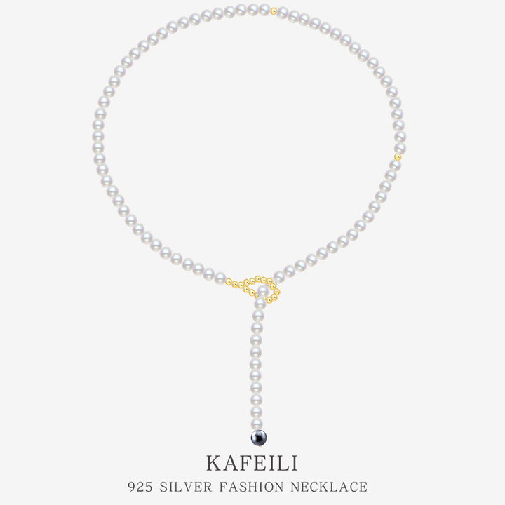 925 Sterling Silber Einfache Hochwertige Halskette Frauen Shijia Shell Perlen Spezialinteresse Design Pull-up