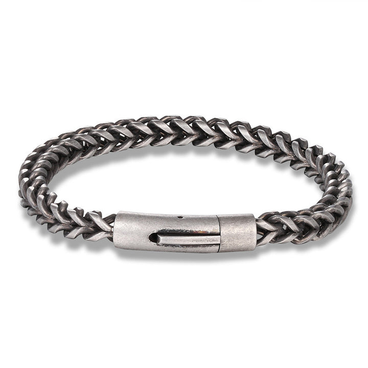 Bracelet en acier inoxydable 6 mm chaîne de quilles gris vintage