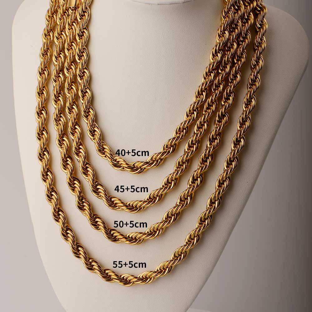Rock Hip Hop Golky Chain colar Aço inoxidável banhado 24K Gold real