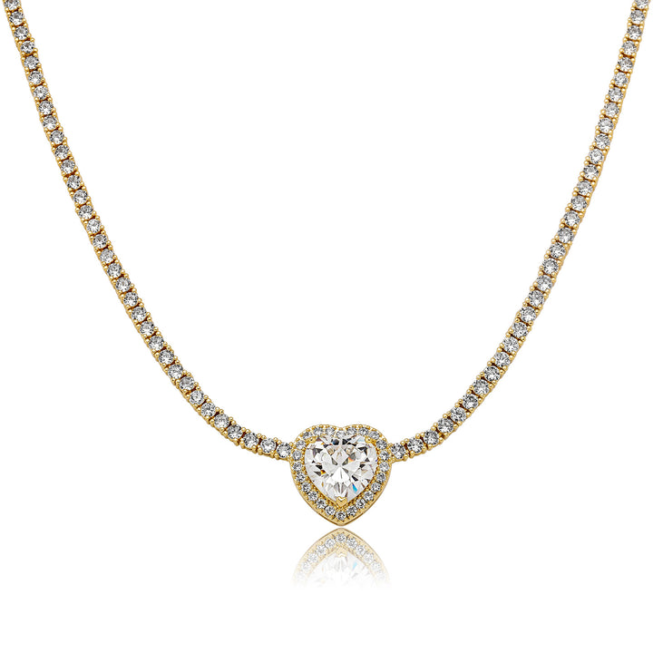 Modaya uygun kalp şeklindeki mücevher kolyesi 3mm mikro zirkonla yazılmış kolye