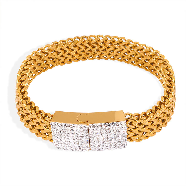 Women's Steel Gold-plated Diamond Watch Chain
