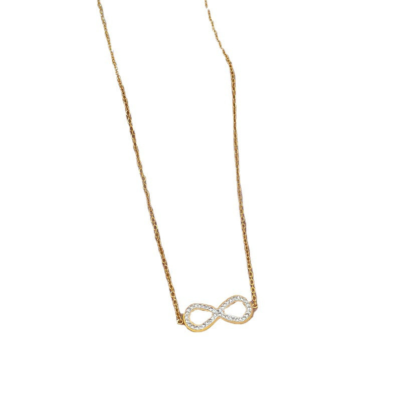 Bowknot Eyes Minimalist Stove Real Gold Necklace Women
