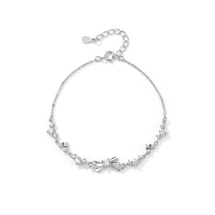 S925 Sterling Silver Bow Braclet for Girls Light Luxury Minory Изходно и висококачествено