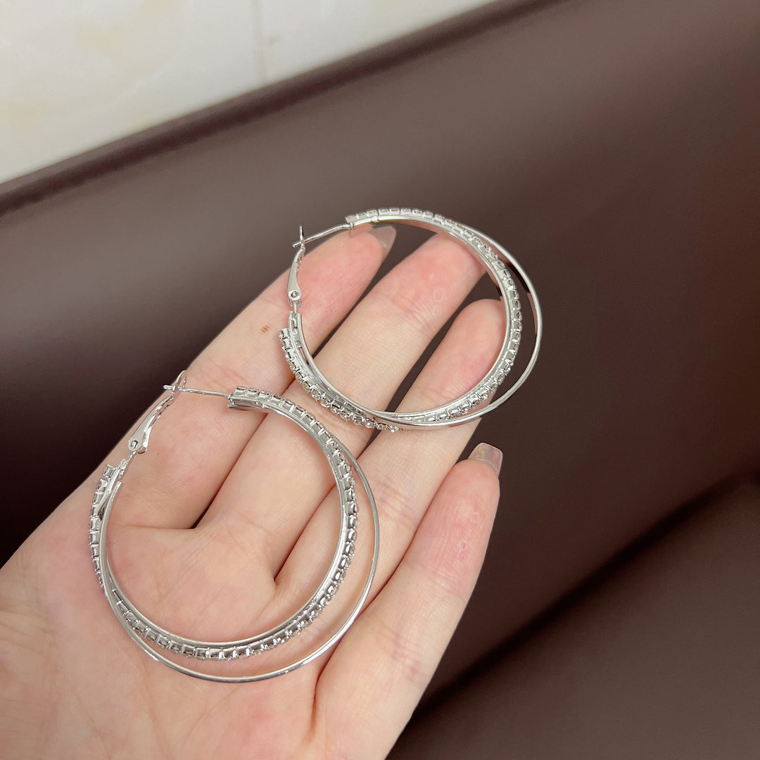 Diamant enkelt armbånd øredrop ørering koreansk enkel temperamentsfull