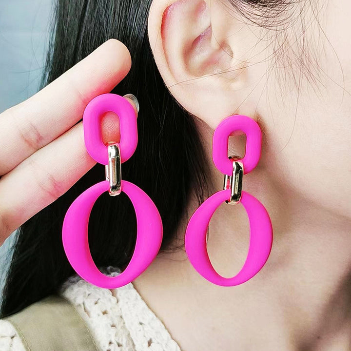 Kettenschnallen Sprühfarbe Ohrringe Mode -Persönlichkeit Acryl