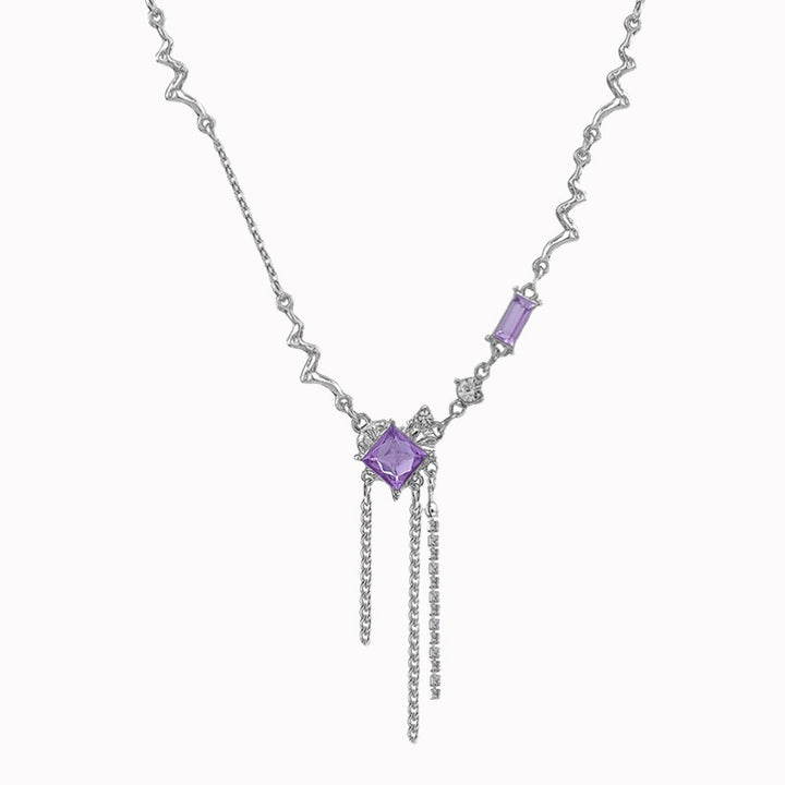 Purple Heart Tassel Necklace For Women Special Interest Light Luxury Sweet Cool