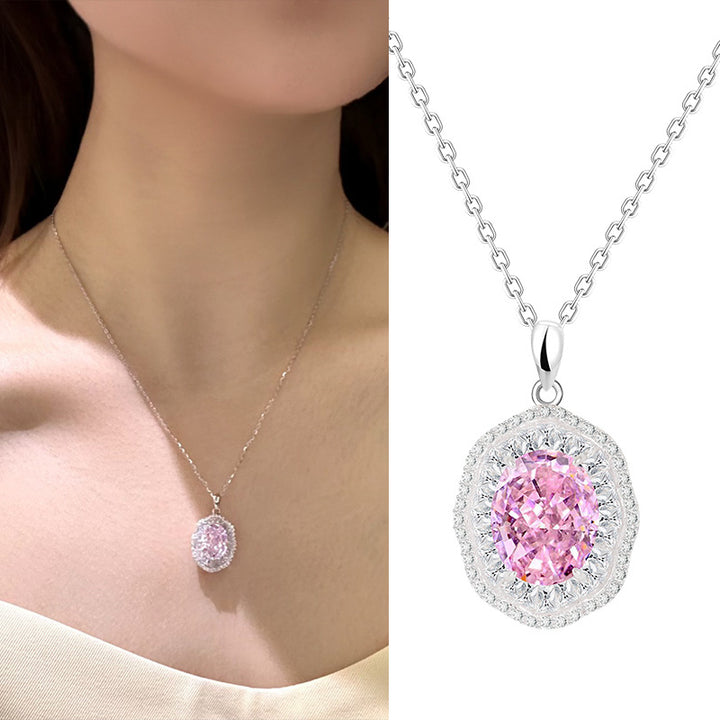 S925 Sterling Silver Ice Flower Zirconum Necklace Cube Clavicle Chain