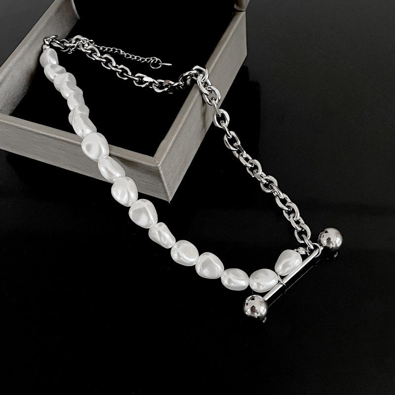Нишевый дизайн металлический рычаг сшивать жемчужное ожерелье