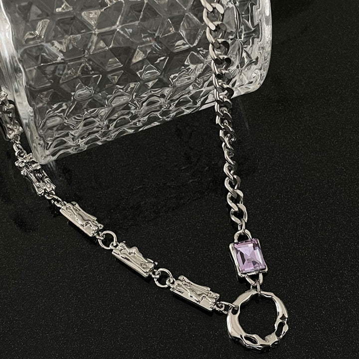 Collar de círculo de diamantes morado europeo y americano