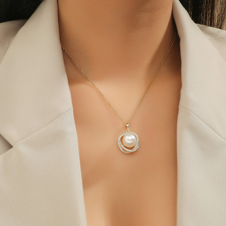 Fashion Special-interest Cross Flower Pearl Pendant Necklace For Women