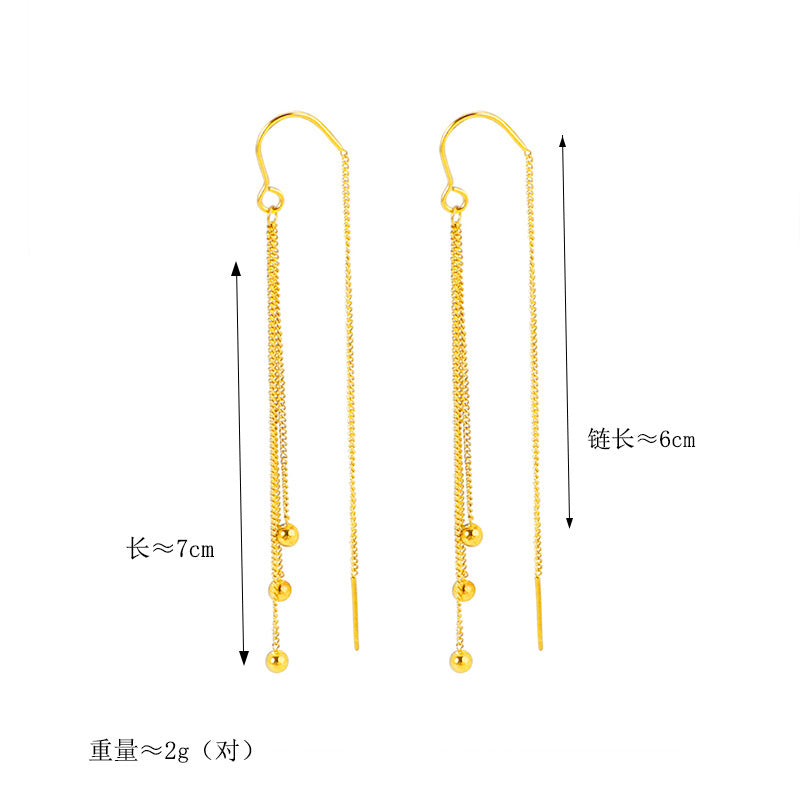 Tassel Hanging Earrings Female Titanium Steel Long Fashion Female