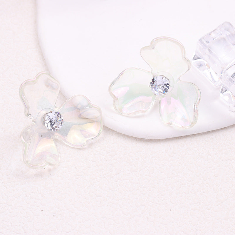 Onregelmatige kleurrijke transparante kleine bloem acryl oorbellen
