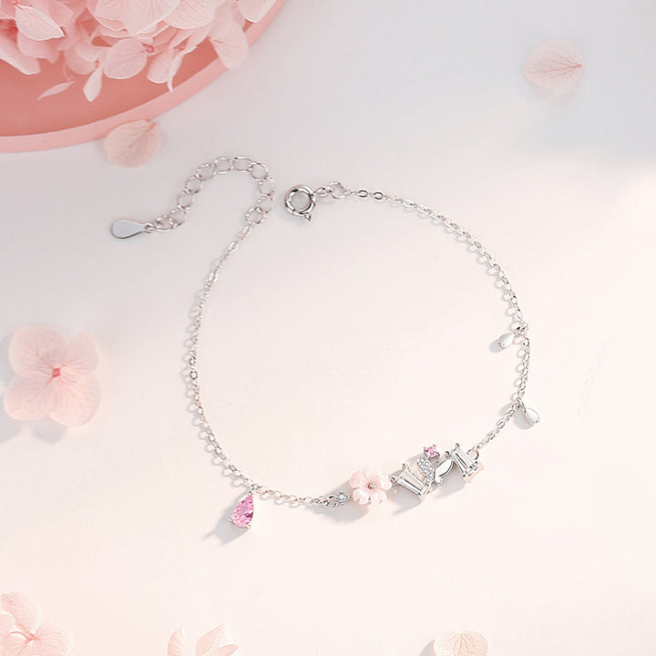 Flower Bracelet Female 925 Sterling Silver Mori Style Flower Sweet Girly Dream Hand Jewelry