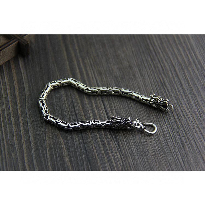 Men's S925 Silver Dragon Head Safety Pattern Fashion Bracelet