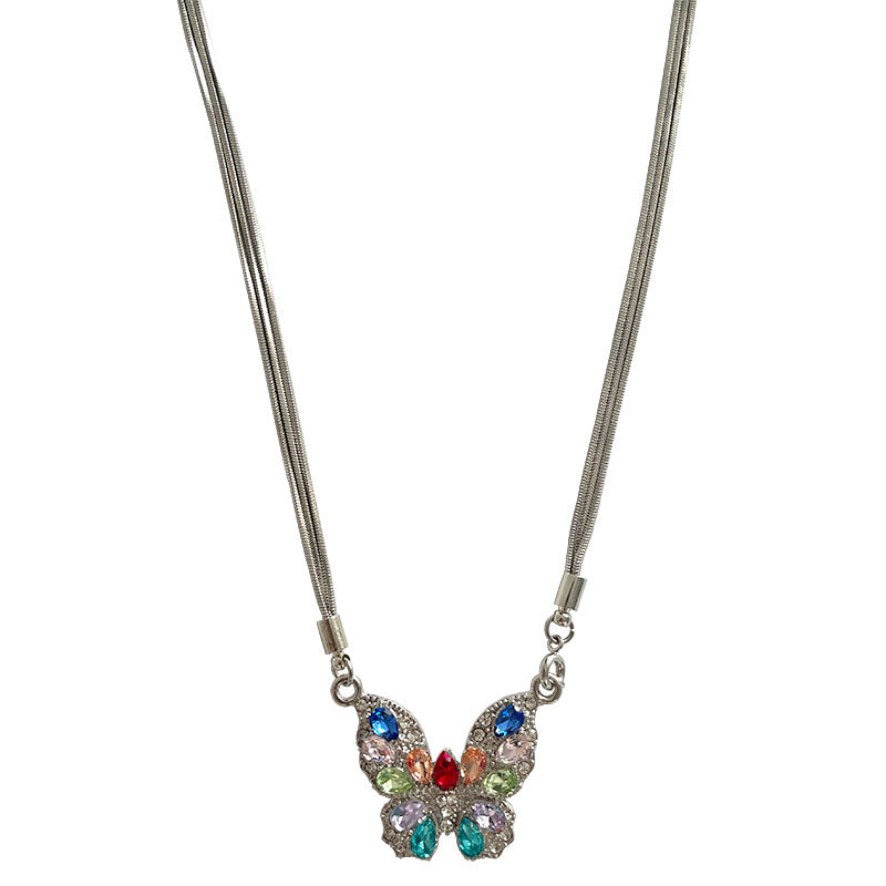 Kleurrijke diamant vlinder met dames Multi-Layer Necklace Special Interest Design