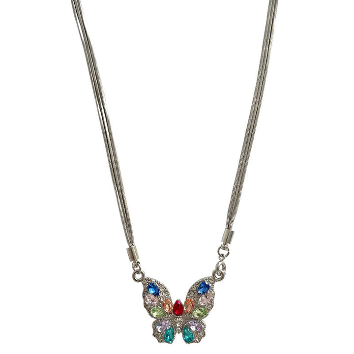 Women's Colorful Diamond Butterfly Multi-layer Necklace Special-interest Design