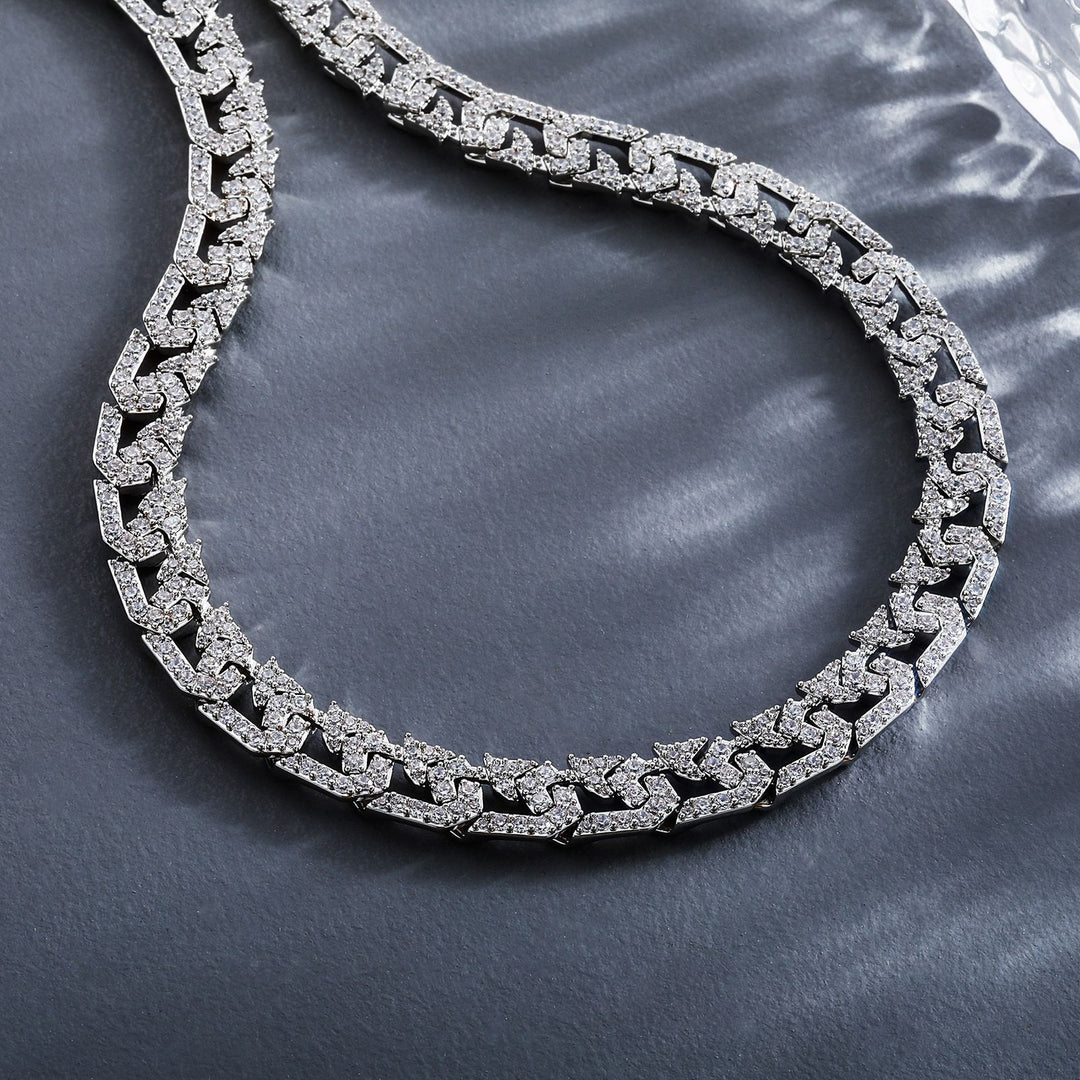 Coliere cu lanț de legătură cu cubane cu diamant de 10 mm cu diamant complet