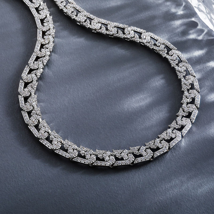 Colliers Hip Hop à chaîne de liaison cubaine de 10 mm en plein diamant