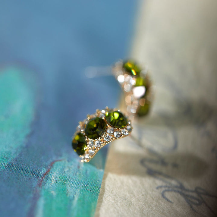 Retro Exquisite Olive Green Zircon Stud Earrings