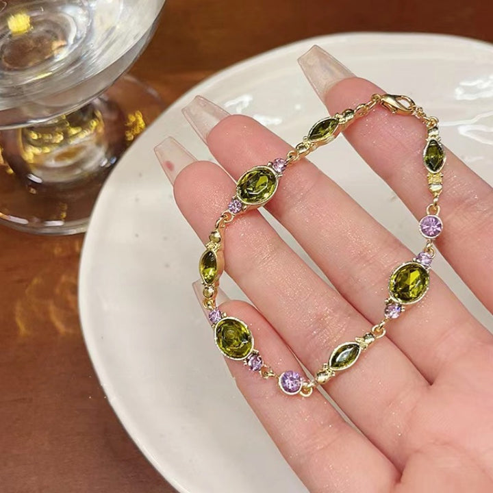 Squisito braccialetto di strass verde delle donne