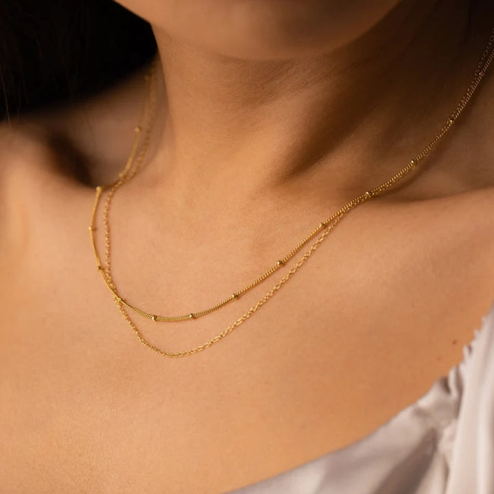 Fashion Twin's Small Ball Bead Chain Clavicle Chain