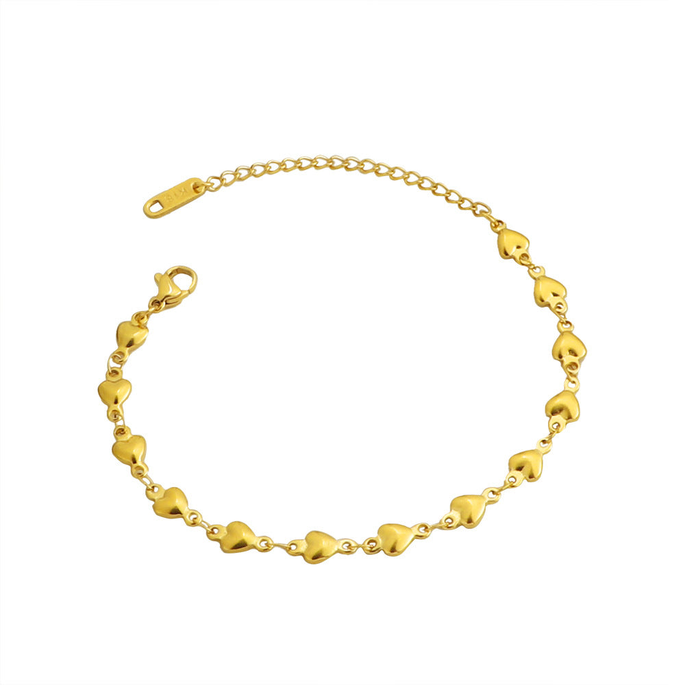 Gold Chain Heart Bracelet Stainless Steel