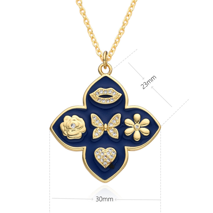 Flower Ornament Fashion Trend Micro-ingelegde druppel ketting