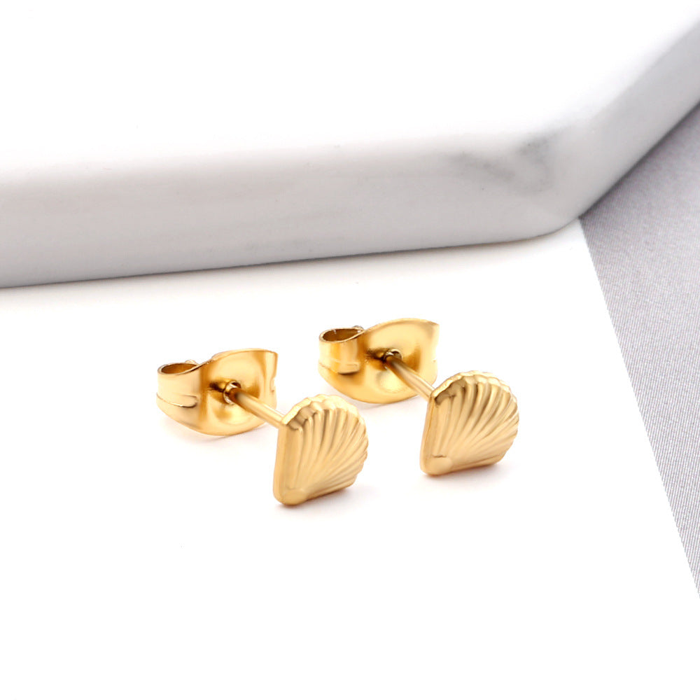 European And American New Ins Shell Stud Earrings Simple Fashion Commuter All-matching