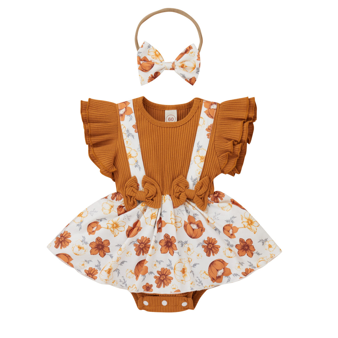 Kinderkleidung Baby Mädchen Kind Baby Baumwollgedrucktem gedruckter einteiliger Strampler Jumpsuit