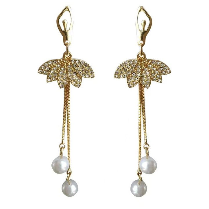 Pendientes para mujeres de ballet Pearl Long Pearl