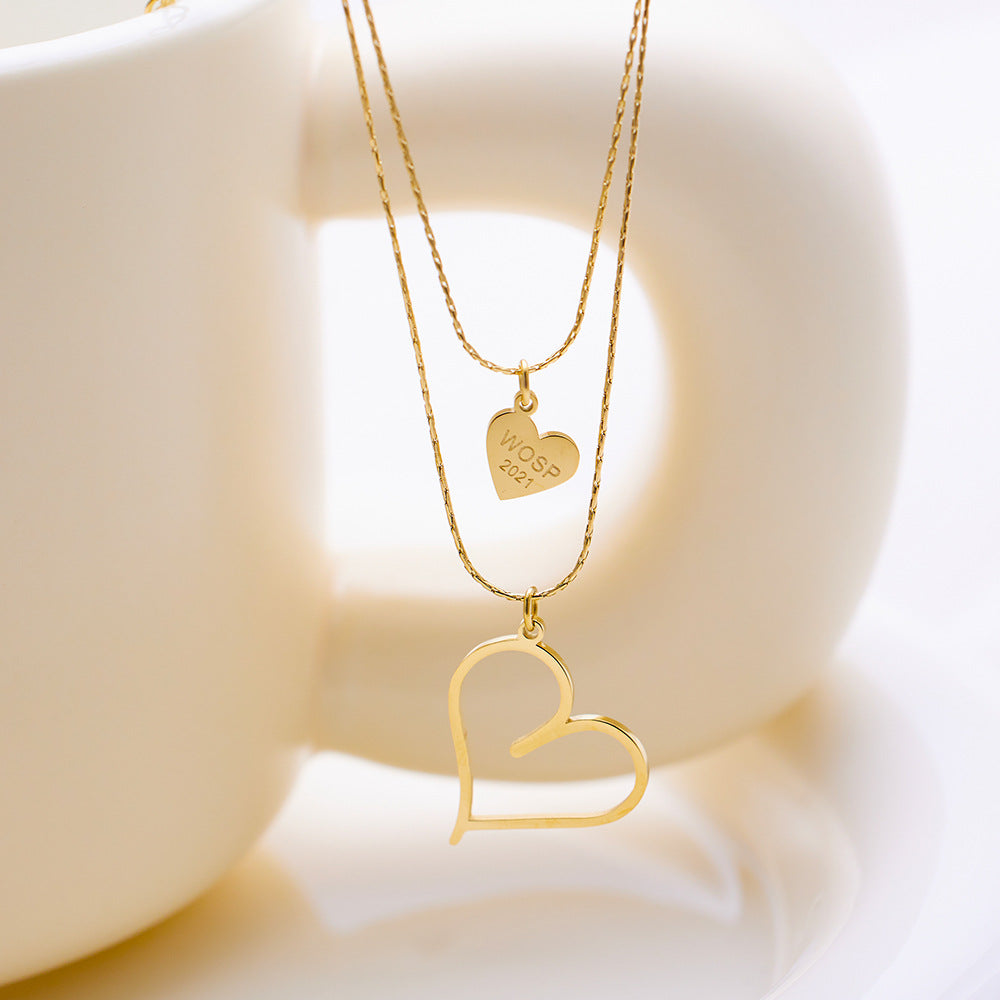 Cadena de clavícula simple de acero inoxidable Heart Golden Heart