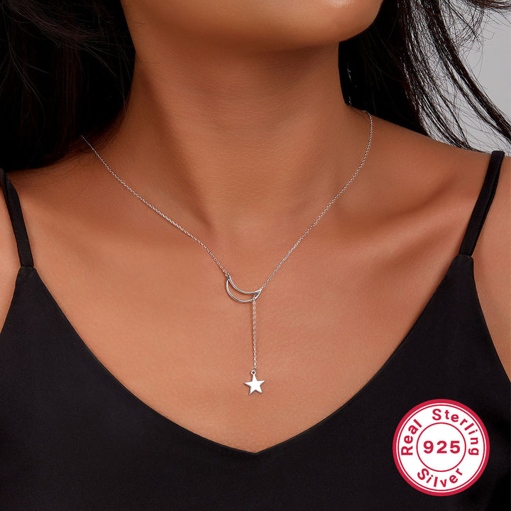 Star Moon Stretchable Adjustment S925 Silver Necklace