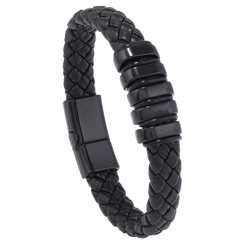 Multi-Layer-Leder-Wobenarmband-Handgelenksring