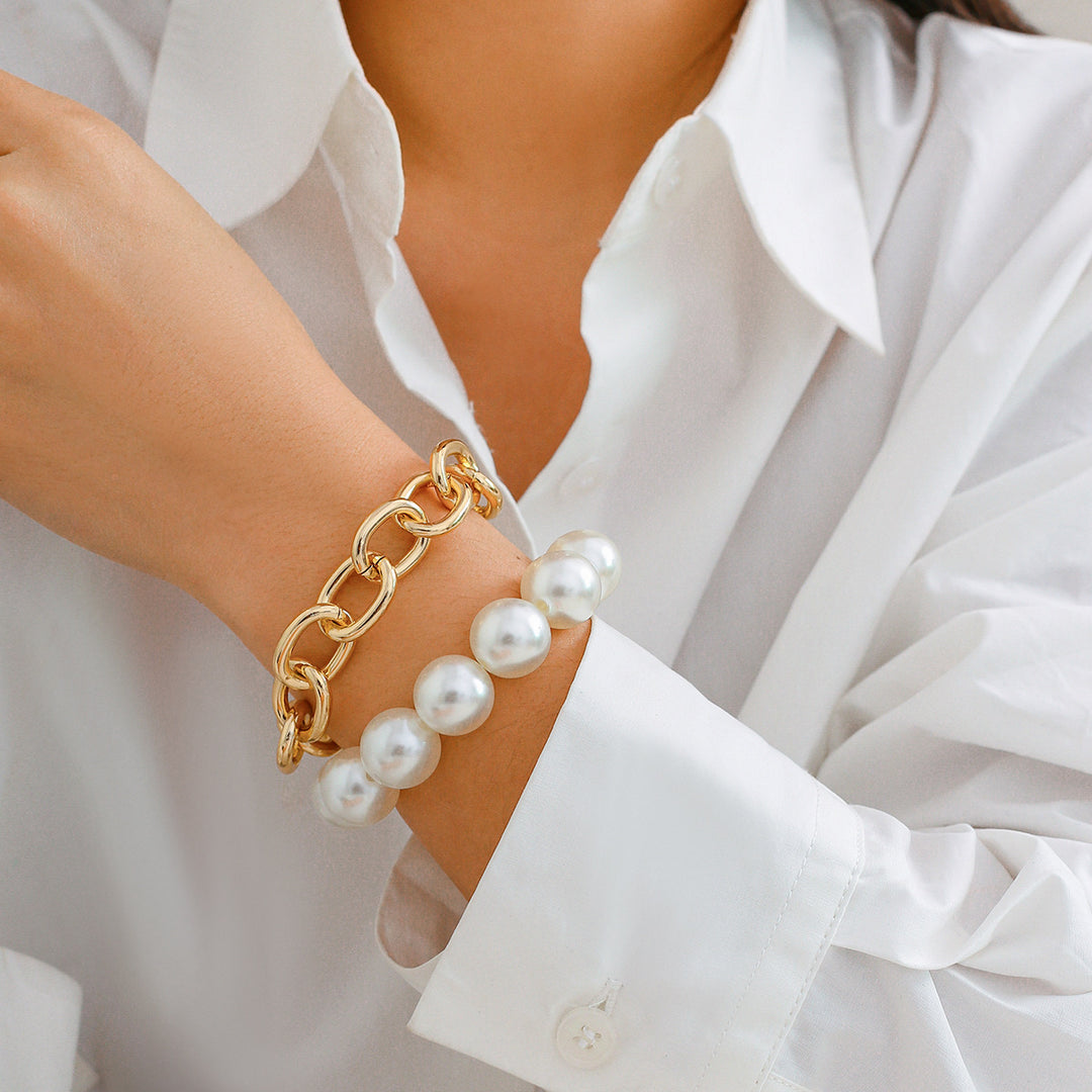Exaggerated Big Round Bead Pearl Bracelet