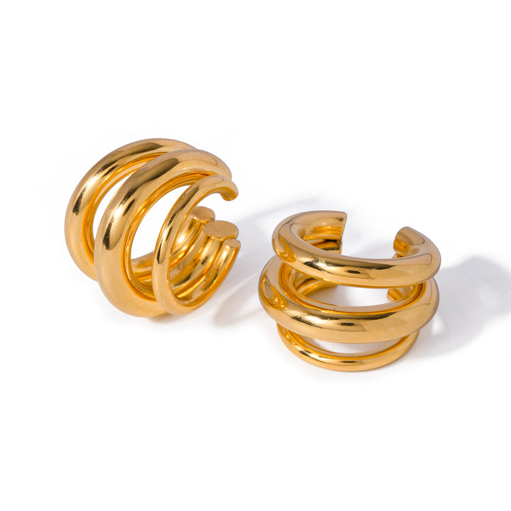 Women's Simple 18K Gold Stainless Steel Three-layer Ear Clip