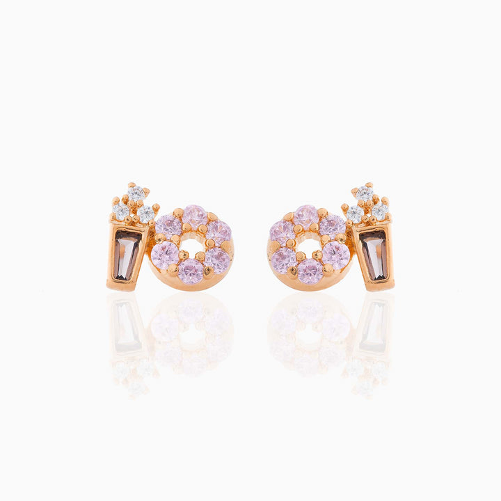 18k Real Gold Color-bevarande Fruit Hamburger Series Ear Studs