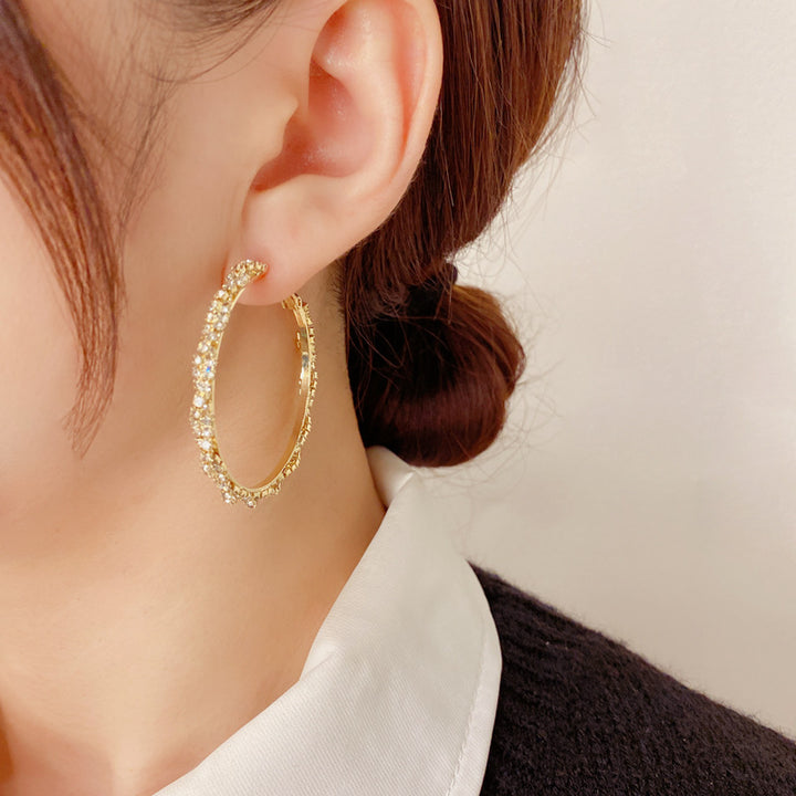 Fashion Exaggerated Rhinestone Winding Big Ear Ring