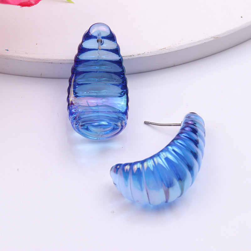 Geometric Electroplating Three-dimensional Thread Water Drop Acrylic Earrings