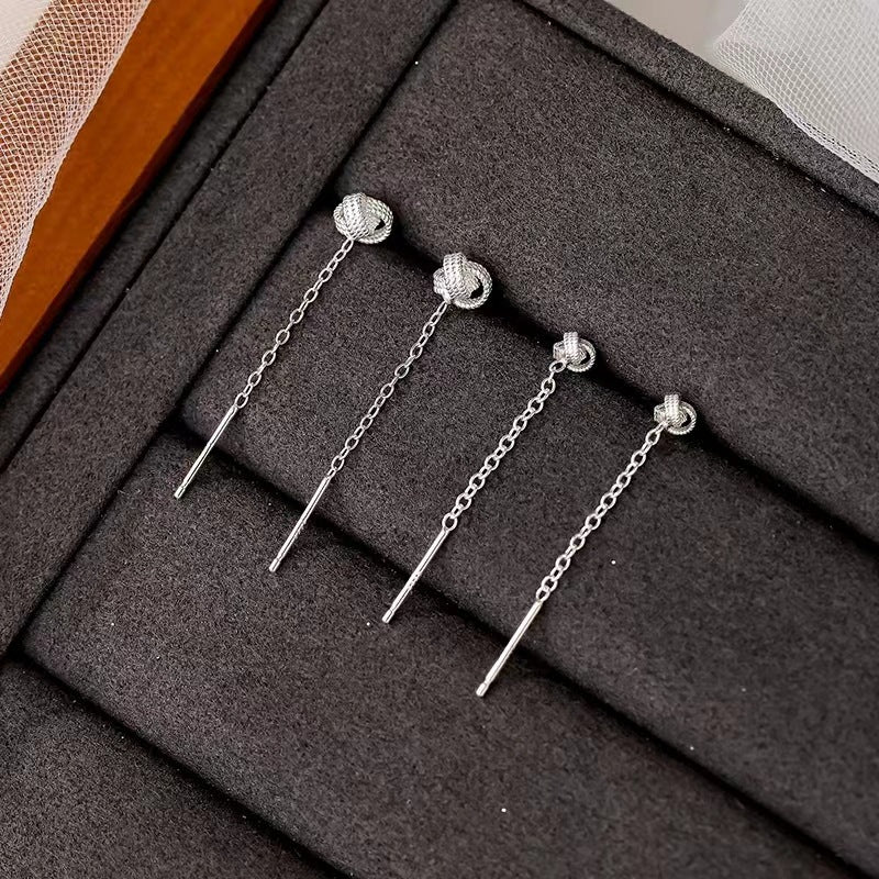 Women's Sterling Silver Ruyi Knot Stud Earrings